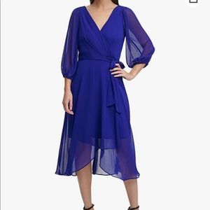 DKNY Women's Faux Wrap Dress Blue - size 4